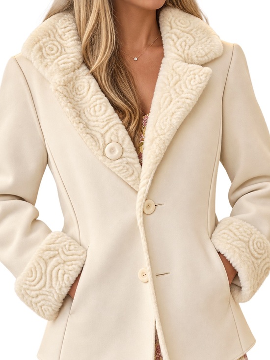 Coldwater Creek Jackets & Blazers - Coldwater Creek NWT Reversible Faux Fur Coat Ivory Shearling Quiet Luxury 16